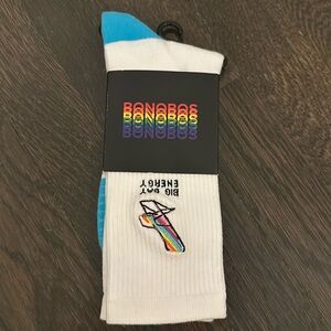 New Bonobos socks w embroidered rainbow chair & “Big Gay Energy” logo #pride